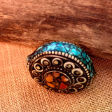 Coral and Turquoise Focal Bead, Nepal
