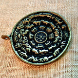 Round Brass Mandala Pendant, Nepal