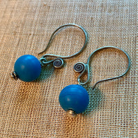 Opaque Turquoise Glass Earrings