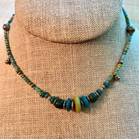 Opaque Blues & Greens Delicate Necklace