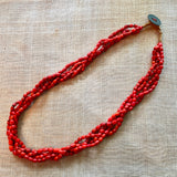 4-Strand Coral Glass Naga Necklace