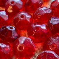 Red Vaseline Beads, 5 Beads