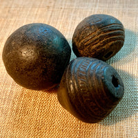 3 Ceramic Spindle Whorl Beads, Dogon