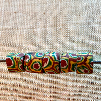 Green, Yellow & Red Millefiori Bead