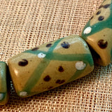 Yellow with Green X Glass Beads