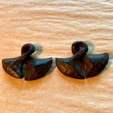 Pair of Small Black Palmwood "Pod" Pendants