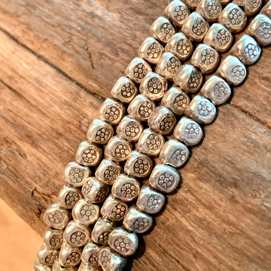 Thai Silver Medium Triangle Stamped Beads