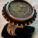 Mixed Metal Ring with Coin, India