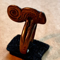 Antique Bronze Chameleon Ring, Burkina Faso