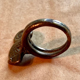 Antique Bronze Chameleon Ring, Burkina Faso