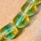 Vintage Green & Amber Window Glass Beads