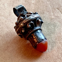 Antique Berber Enameled Pendant with Coral