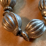 5 Antique Silver Fluted Beads, India