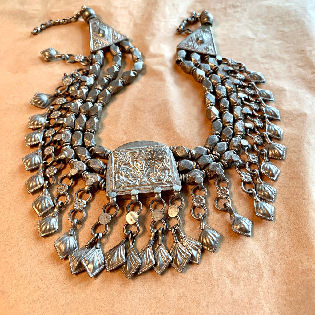 Incredible Vintage Silver Afghan Necklace