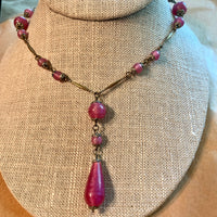 Vintage Czech Pink Lamp Wound Necklace