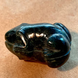 Carved Dark Jade Frog Bead