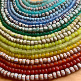 New Java Green Glass Beads, Striped