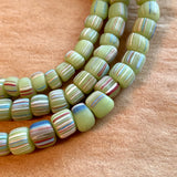New Java Green Glass Beads, Striped