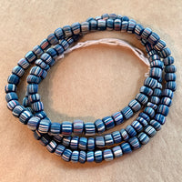 New Java Capri Blue Glass Beads, Striped