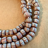 New Java Pink Glass Beads, Striped
