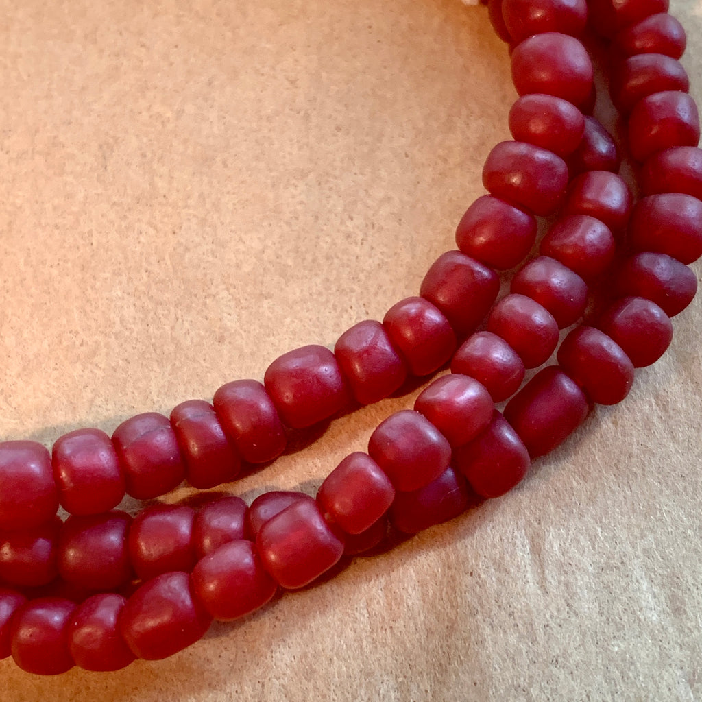 New Java Matte Red Glass Beads