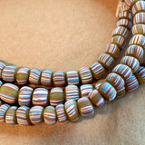 New Java Mustard Glass Beads, Striped