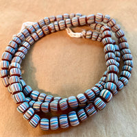 New Java Orange Glass Beads, Striped