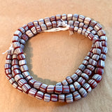 New Java Matte Red Glass Beads, Striped