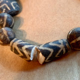 Batiked Fossilized Palmwood Beads, Pumtek