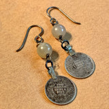 Sapphire & Antique Rupee Coins Earrings