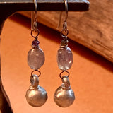 Sapphire & Antique Silver Earrings