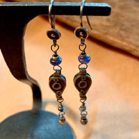 Sapphire & Antique Yemen Silver Earrings