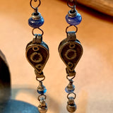 Sapphire & Antique Yemen Silver Earrings