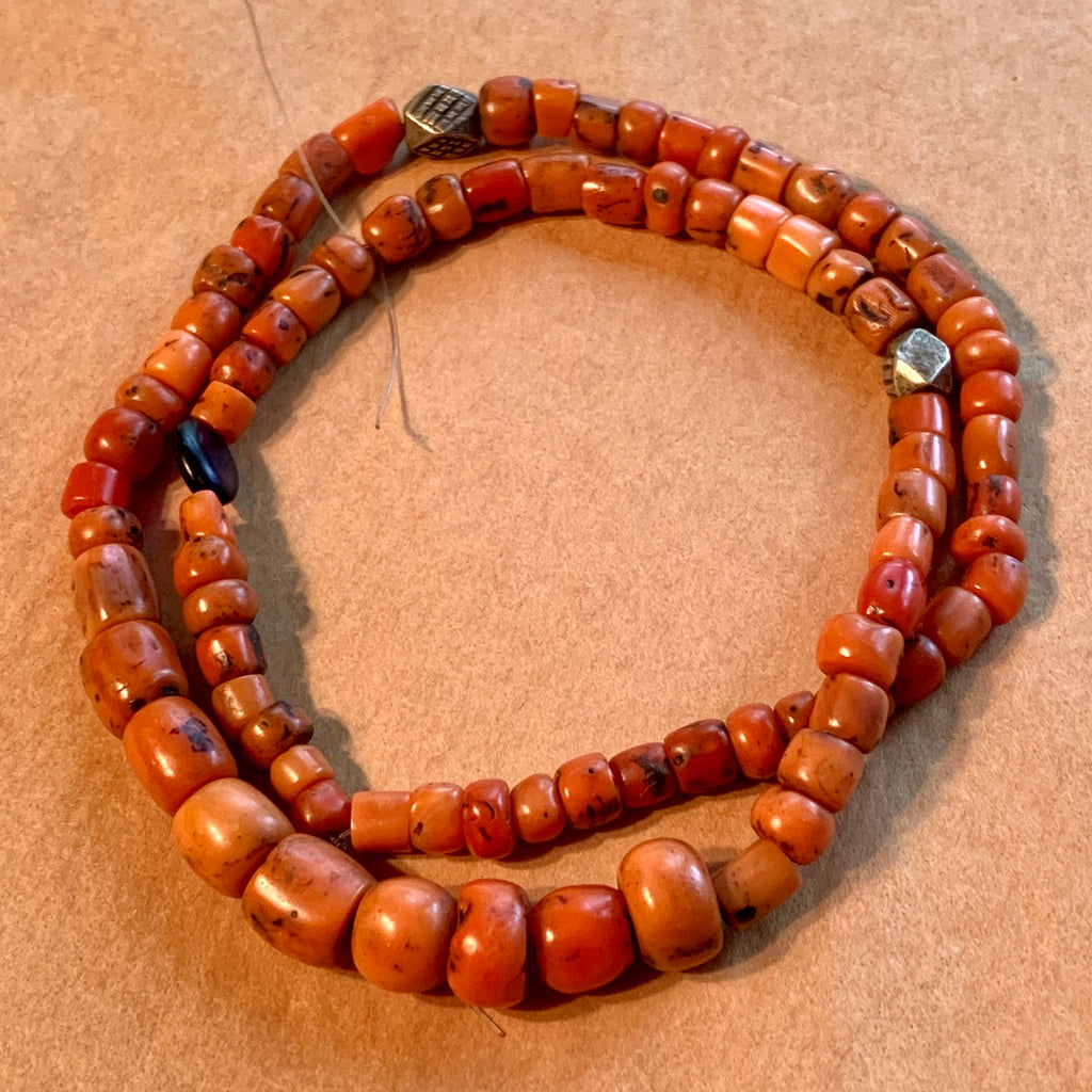 Rare Berber Orange/Red Coral Beads