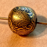 Niello-Style 18 Karat Gold Bead, India