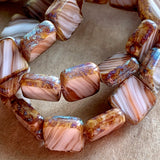 Pink & Tan Striped Picasso Beads