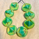 8 Green Window Beads, 1960's