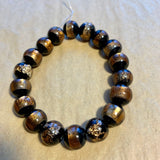 Venetian Jet & Amber Foil Glass Beads