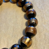 Venetian Jet & Amber Foil Glass Beads