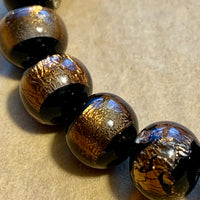 Venetian Jet & Amber Foil Glass Beads