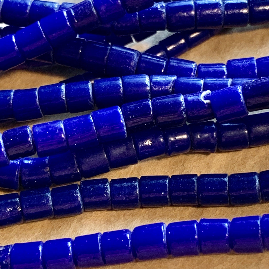 Preciosa Czech Glass Tile Beads - 6x6mm Square, Jet Black With Peacock Finish (20 Pcs)