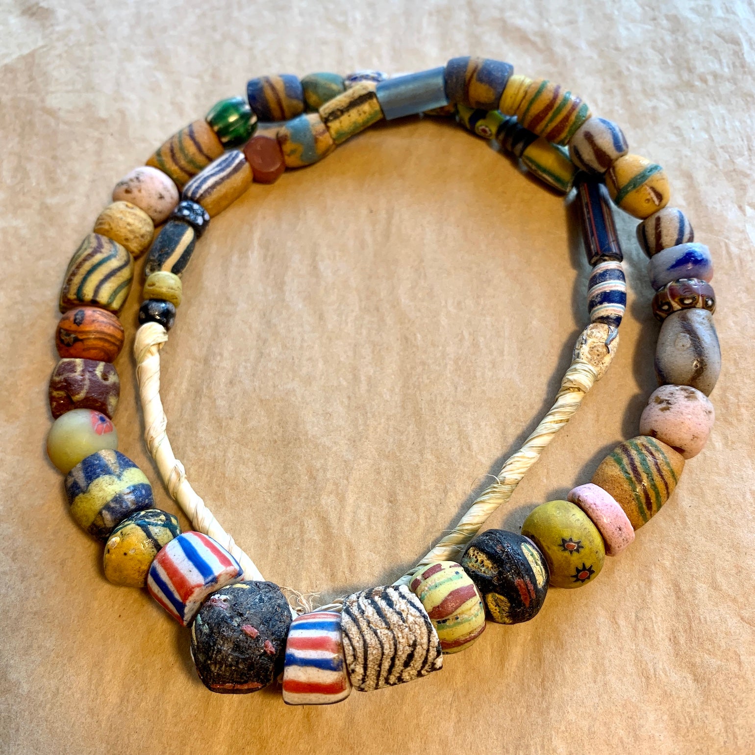 Vintage African Trade Beads Necklace Ghana Ghanaian K… - Gem