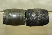 Large Afghan Silver Beads, Pair