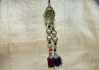 Silver Afghan Pendant with Beads, Silk and Dangles
