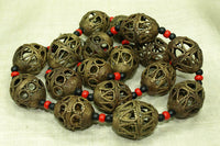 Large Brass/Bronze Basket Beads