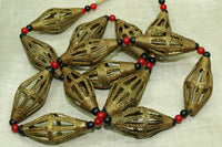 Brass Bicone Basket Beads, Strand