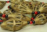 Brass Bicone Basket Beads, Strand