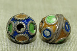Small Silver and Enamel Berber Bead
