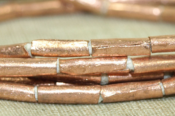 Strand of Thin Ethiopian Copper Bugle Beads