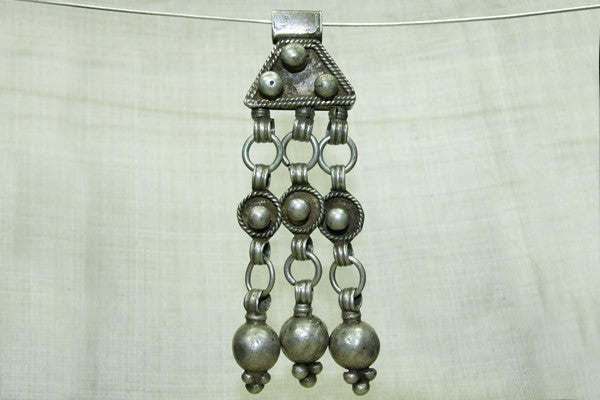 Large Silver Pendant with Three Dangles